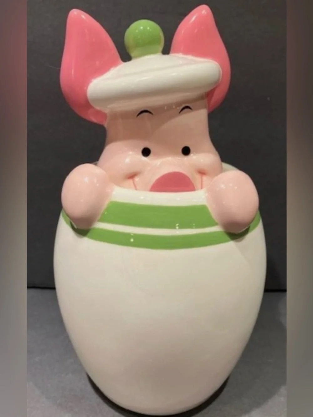 Disney Winnie The Pooh Piglet Peek A Boo Cookie Jar Canister Green 8.5
